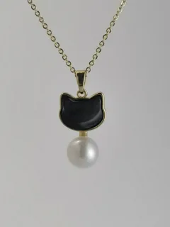 Image of Black Cat Necklace - Jewelry